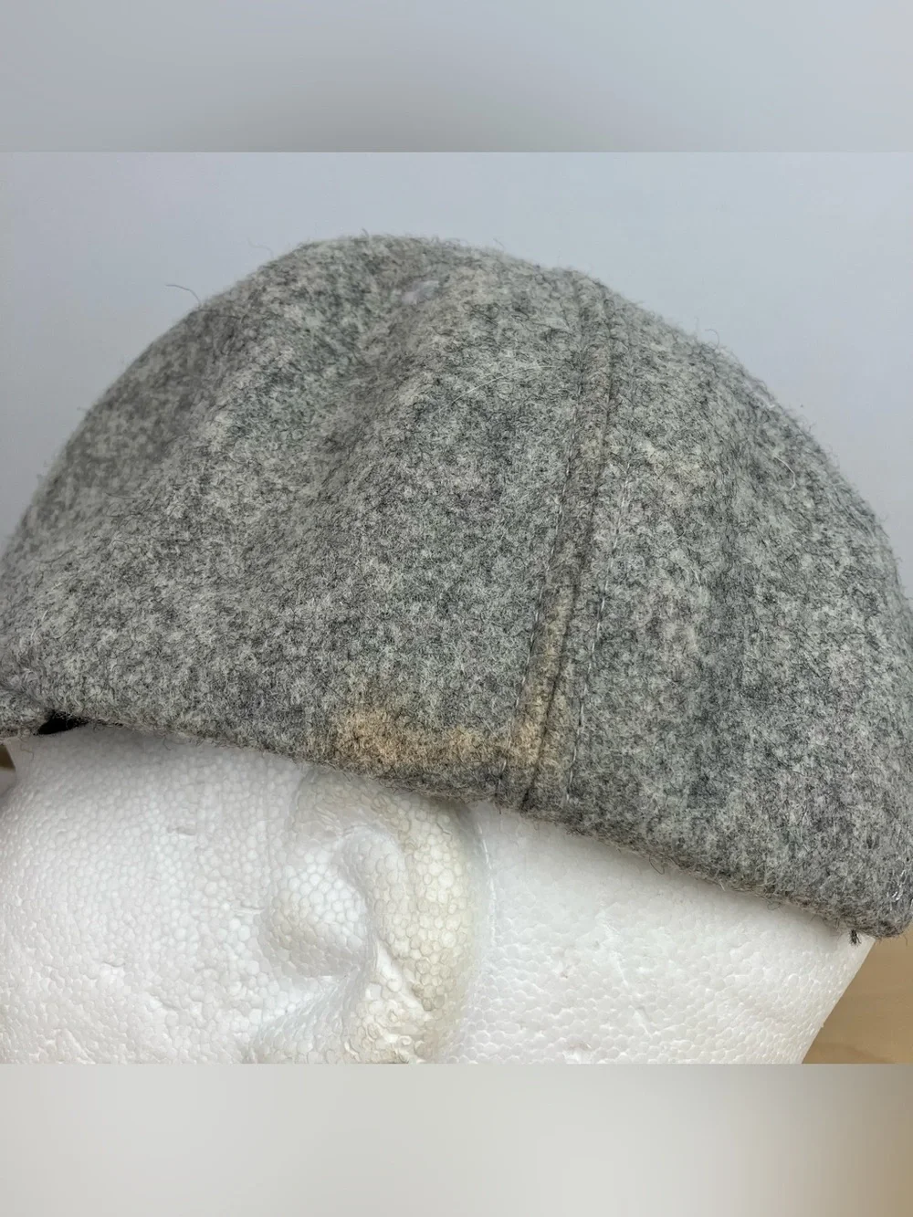 Vintage Woolrich Wool Blend Strapback Hat Gray Patch Logo Made in USA. In good c